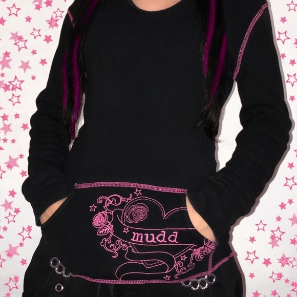 Vintage Tops - Vintage y2k early 2000s MUDD hooded long sleeve top